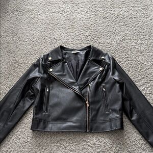 Main Strip Black Faux Leather Jacket